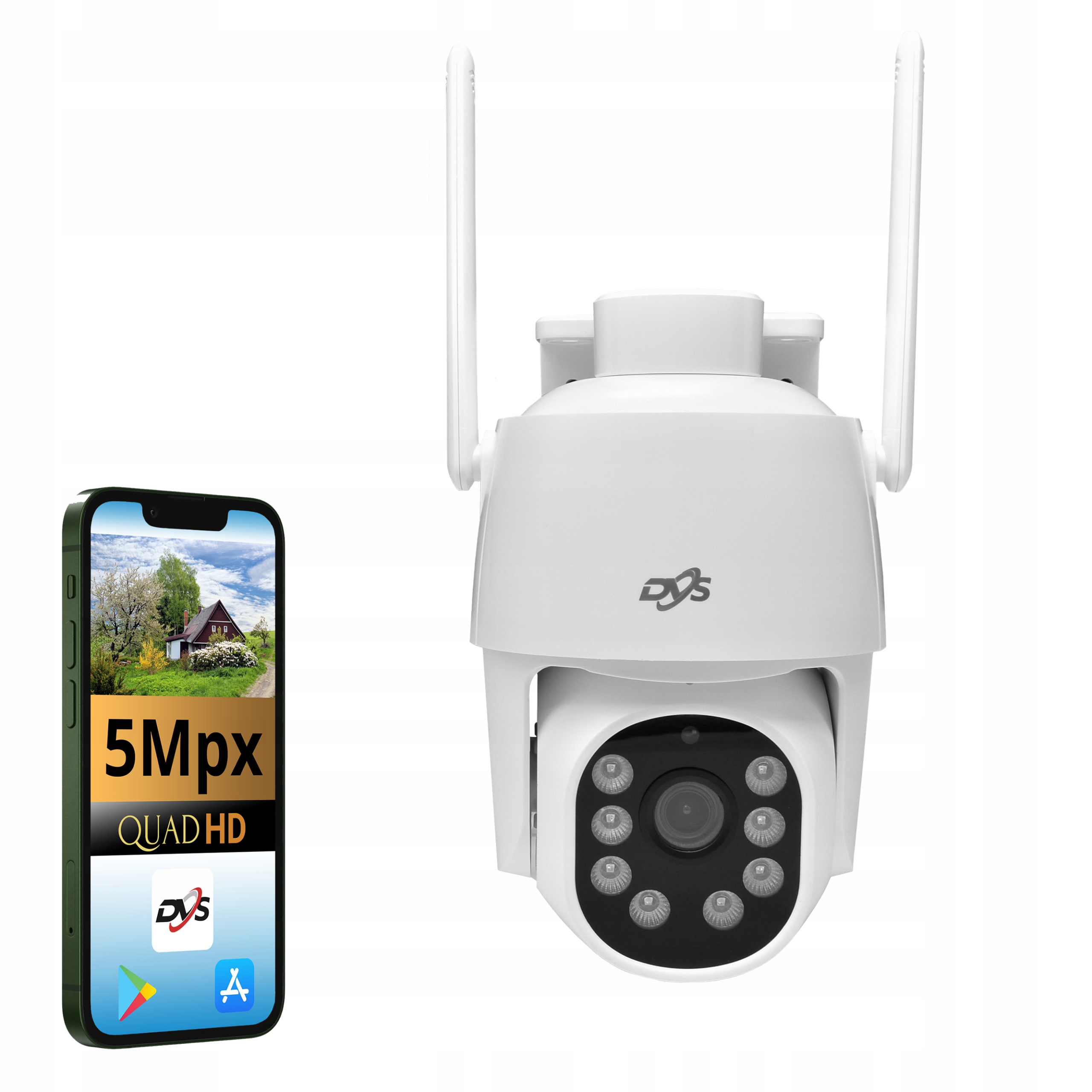 Otočná Wifi Kamera Dvs 5 Mpx Onvif Aplikace Led A Venkovní Kamera Camhipro