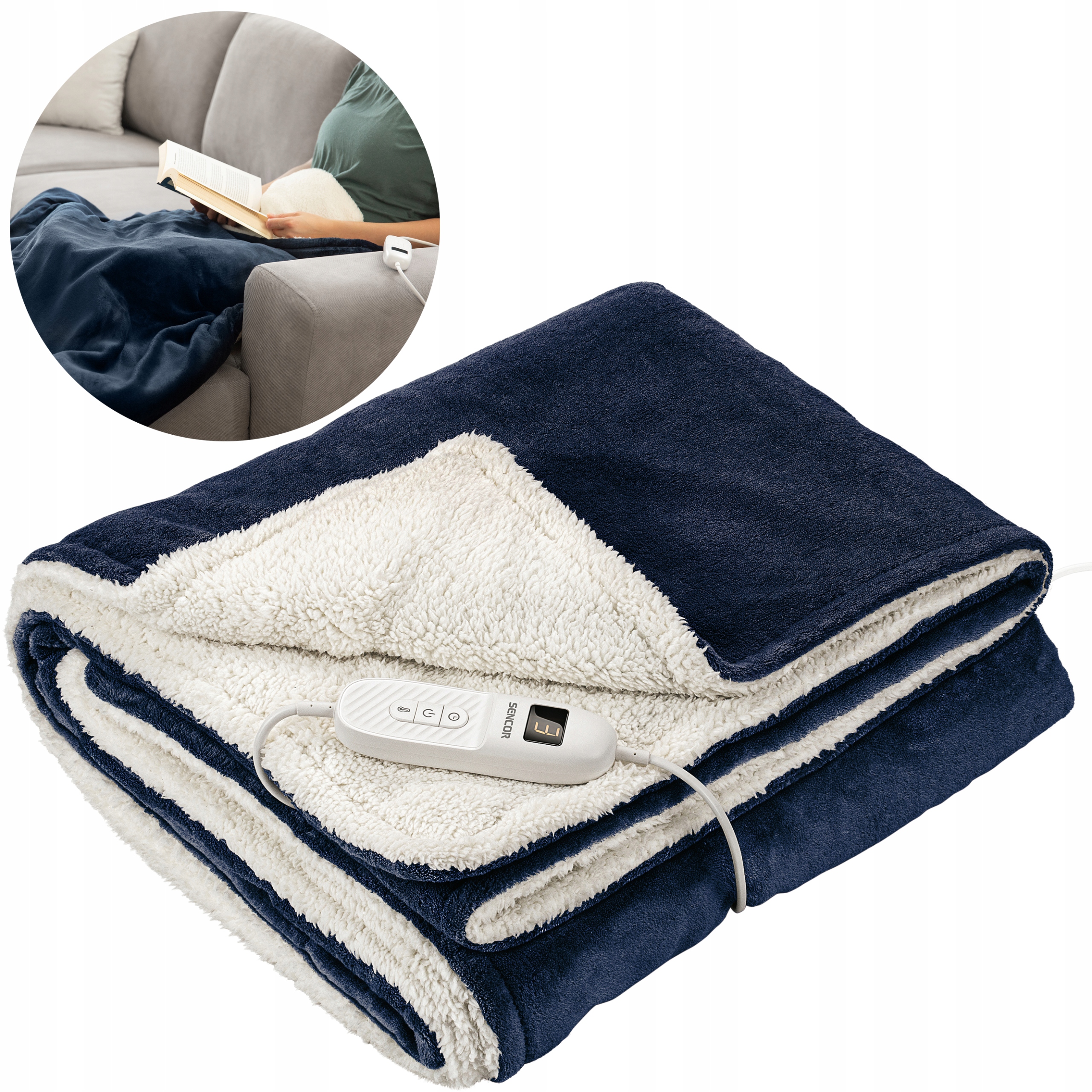 Elektryczny koc grzewczy ekstra miękki puszysty baranek sherpa 9stopni 160W