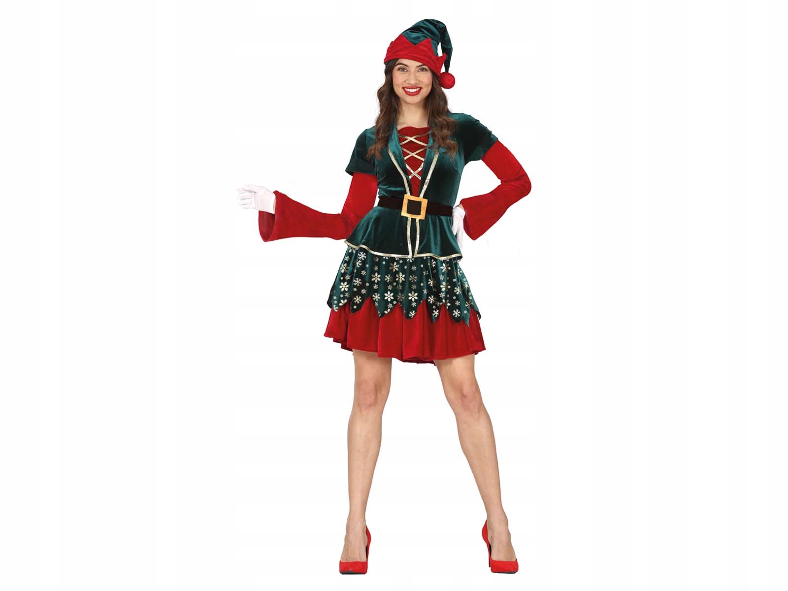 Kostým Elfky na Vánoce, Mikuláše Šaty a Čepice, Velikost L