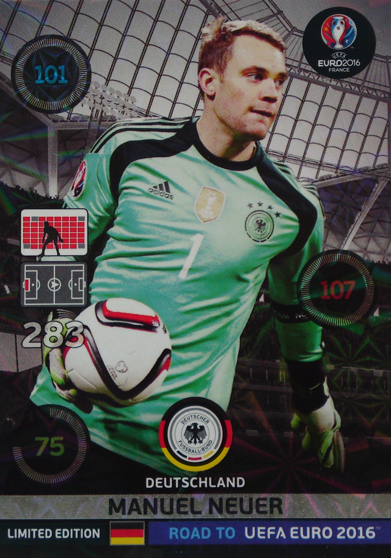 Road To Uefa Euro 2016 Neuer Limited Edition karta piłkarska kolekcjonerska