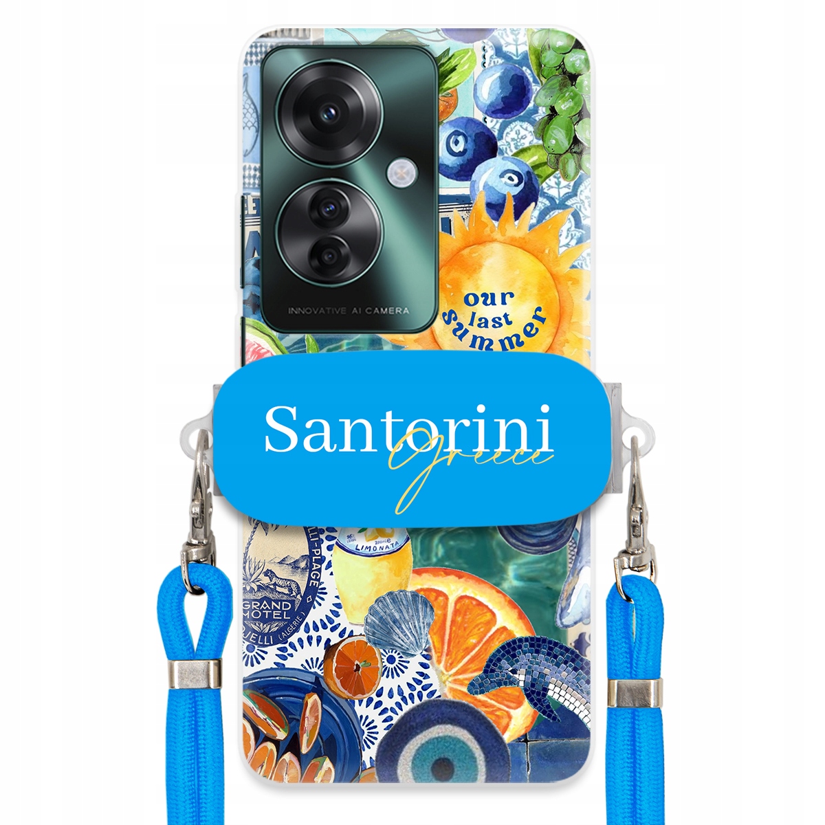 Pouzdro pro Oppo Reno 11F 5G Modré Crossbody vodítko Držák Santorini Sea