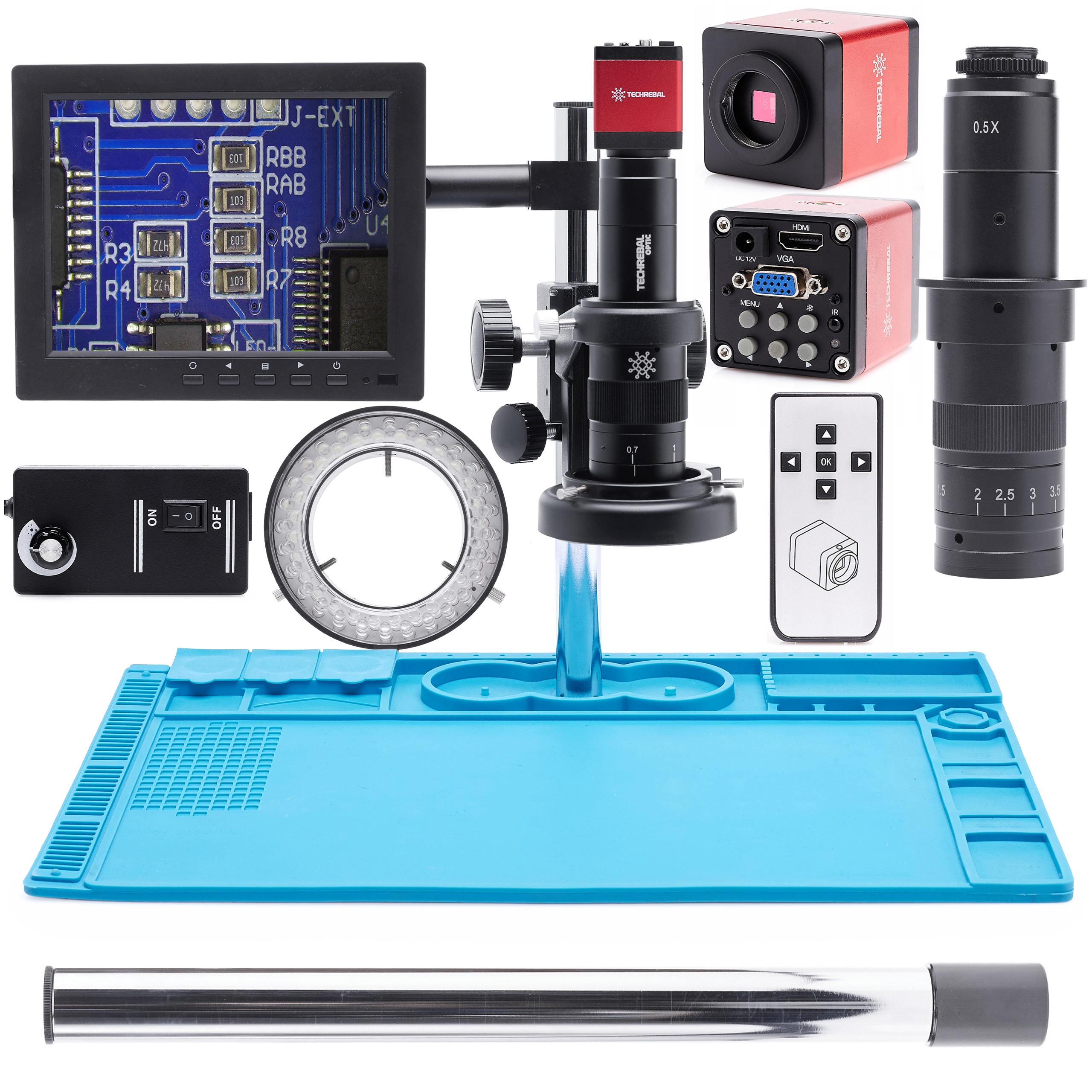 Mikroskop Pro Elektroniku 10A Osvětlení 60x Základna 480x320MM LCD displej