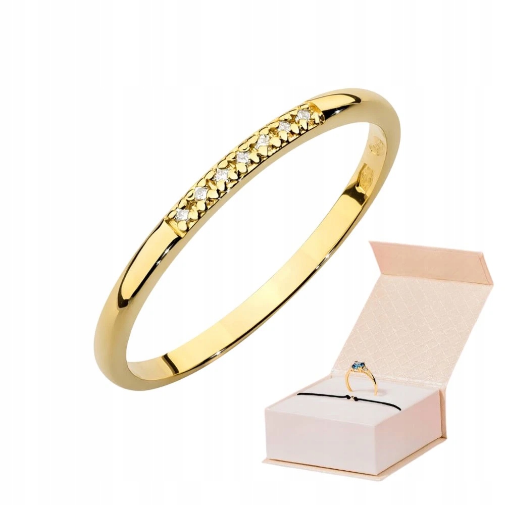 Zlatý Prstýnek Obručka S Diamanty 585 Jemná Zlatý Náramek