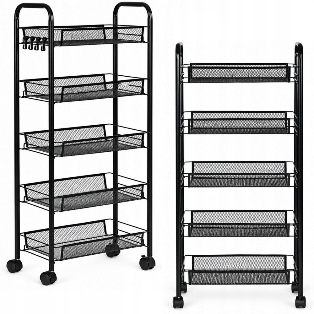 Pojízdný Kovový Regál 5-POLICOVÝ Modernhome 103 CM 15 Kg