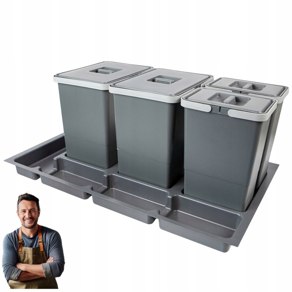 Odpadkový koš do zásuvky Třídič Sada košů 900 mm 2x18 2x8 l H-34 cm