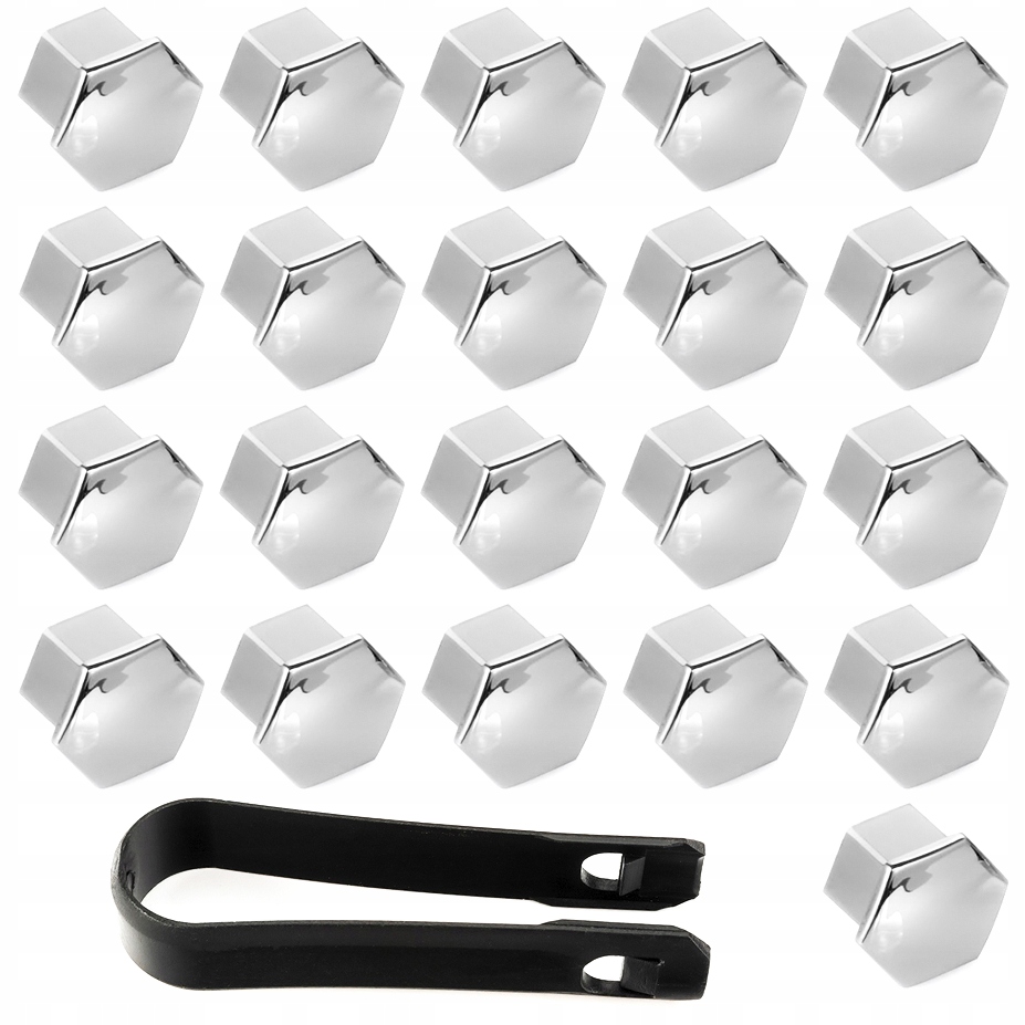 NASADKI KAPSLE NAKŁADKI NA ŚRUBY FELG 17 mm CHROMOWANE ZESTAW