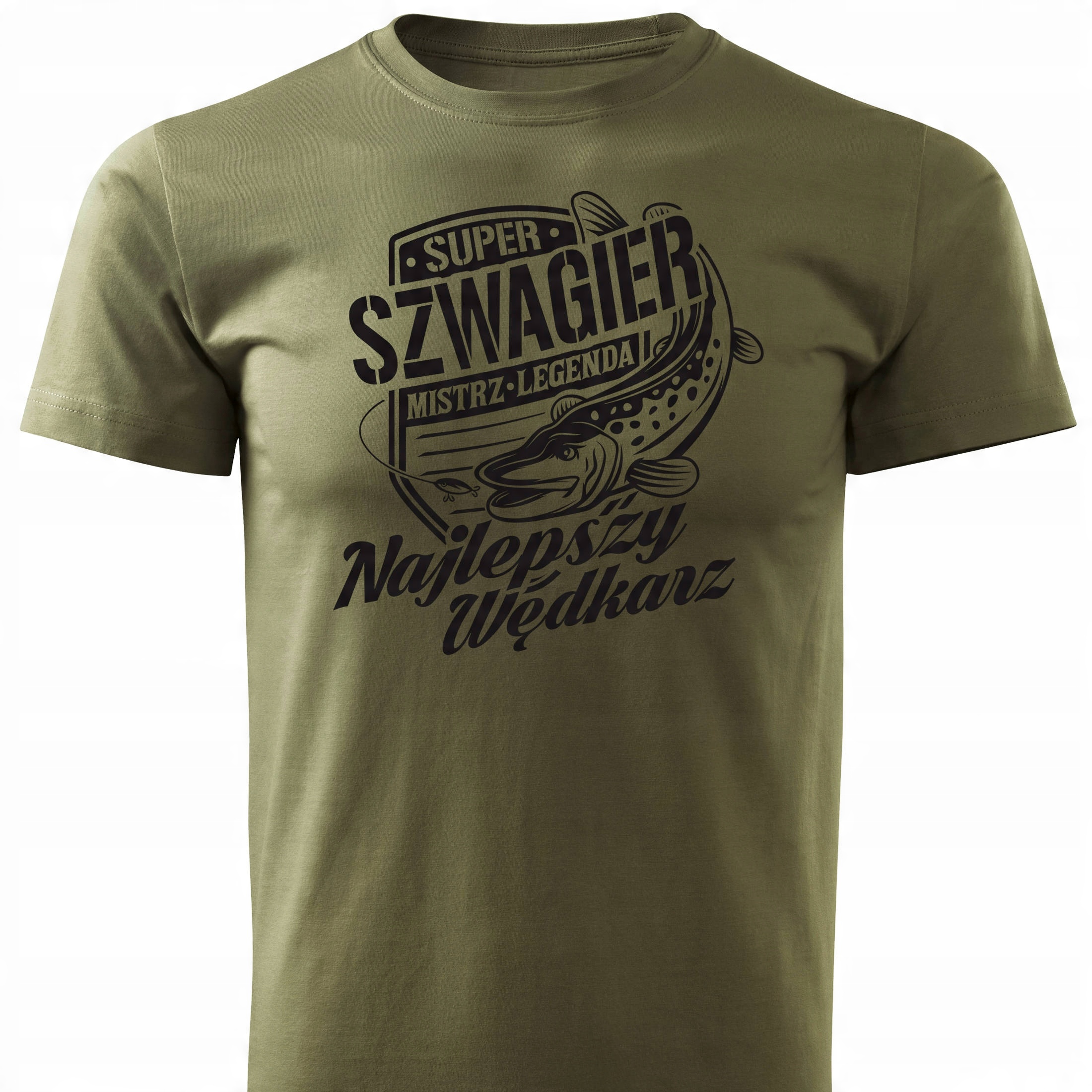 

dla Szwagra Wędkarza T-shirt khaki na ryby