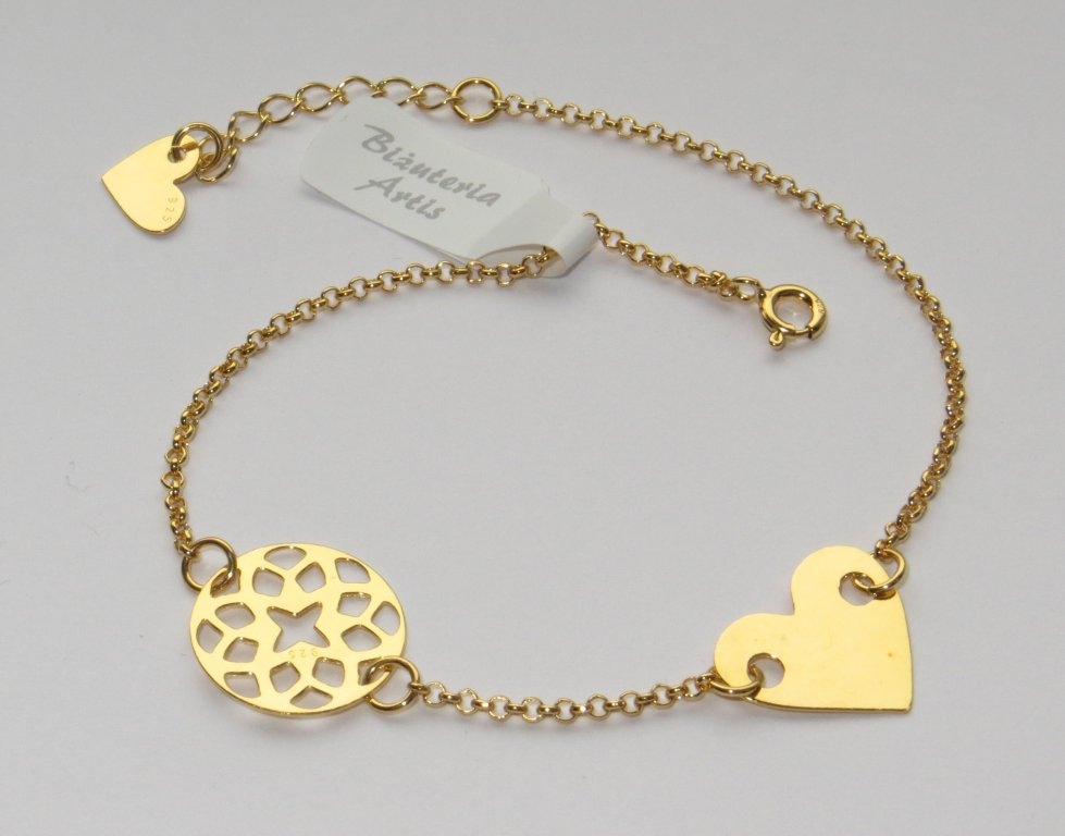 

Złota bransoletka Celebrytka ażur serce Rolo 925