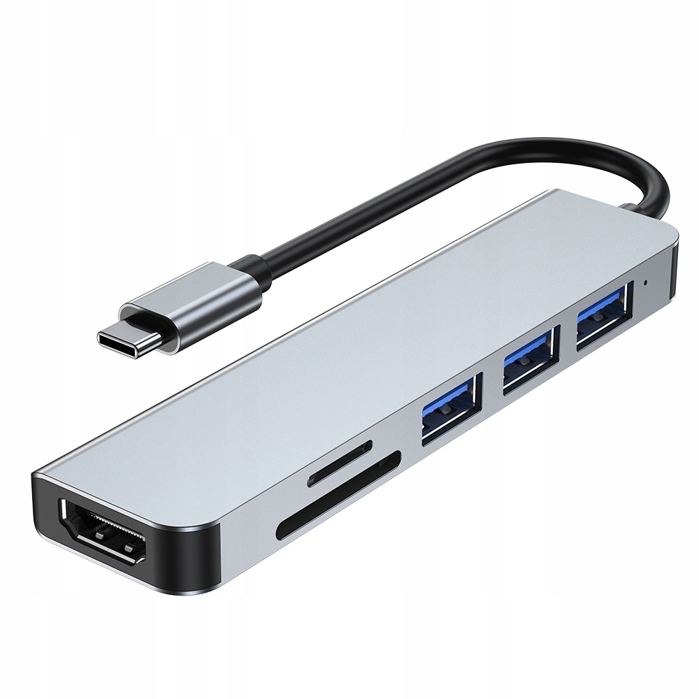 

6w1 Hub Typ C Usb Hdmi Thunderbolt 3 Czytnik Sd Tf