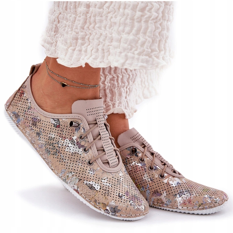 Kožené Polobotky Se Vzorem Přírodní Kůže Artiker 56C2689 Béžové 37