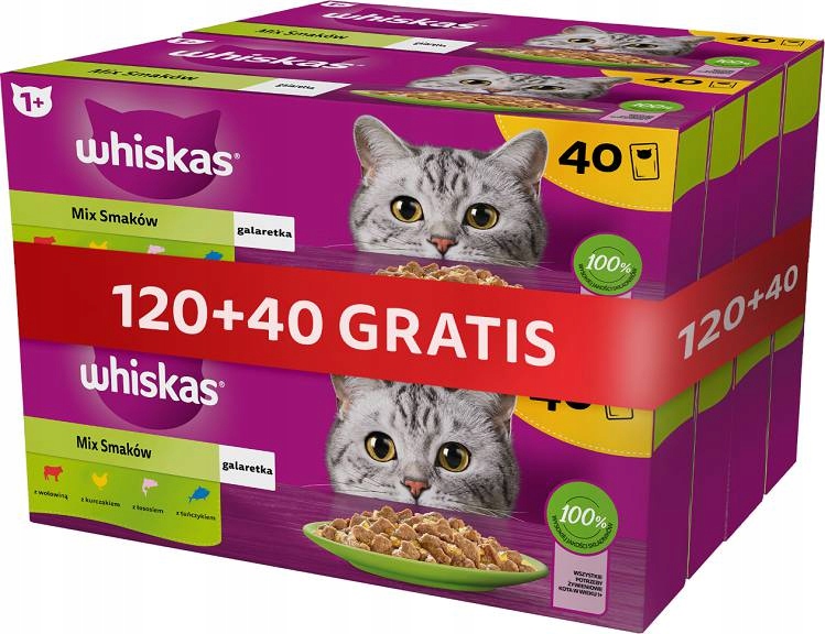 Whiskas MIX Smaków Galaretka 120x85g+40x85g