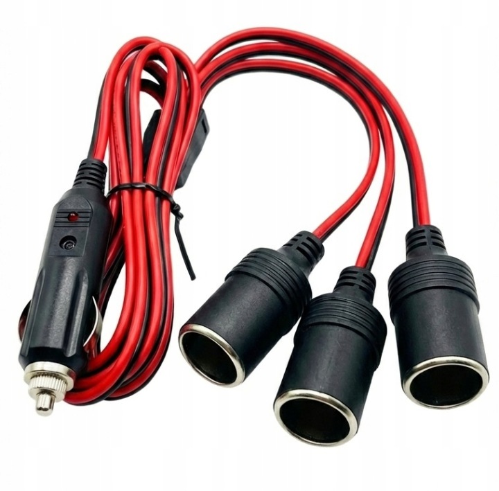 Rozdzielacz gniazda Zapalniczki 3x Mocny 12V 24V 16 Awg 360W 1,8M