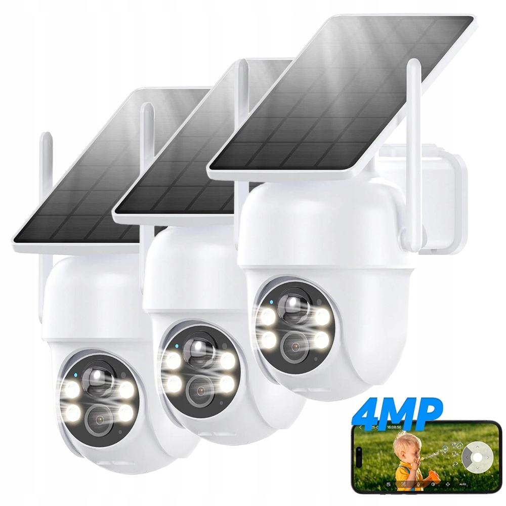 4MP Bezdrátové solární bezpečnostní kamery 360° Ptz pro venkovní použití