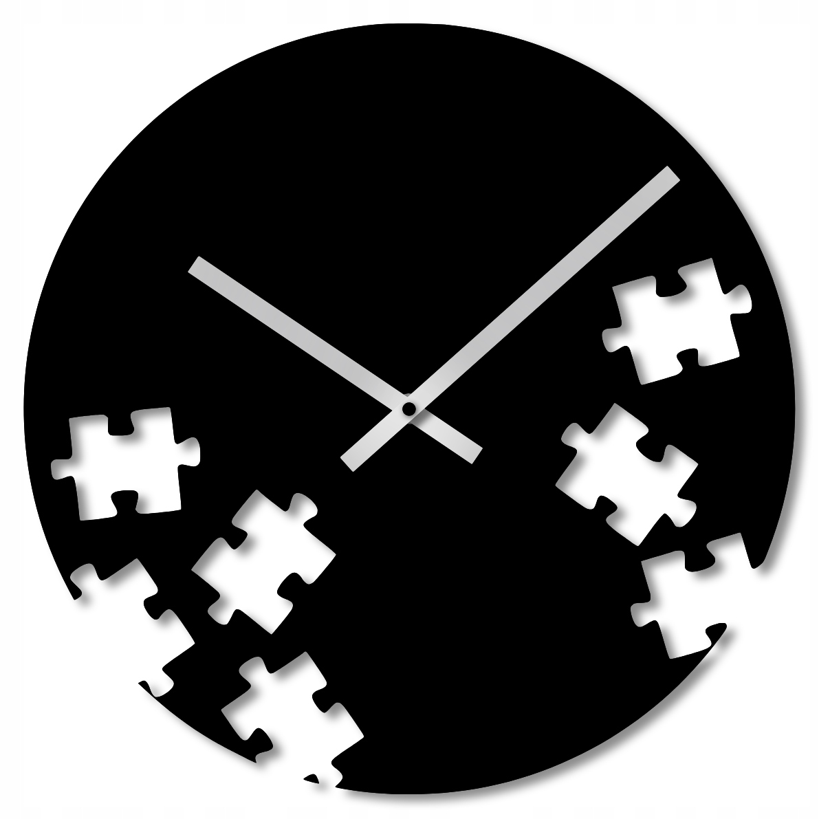 Nástěnné Hodiny 60 cm Dřevěné Nástěnné Hodiny Velké Černé Puzzle 3D
