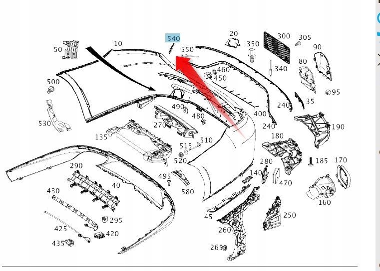 Krytka Lišty Nárazníku Mercedes E Coupe C238 Zadní Pravá Amg A2388858800