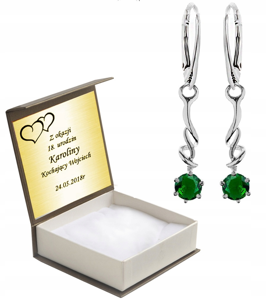 

Kolczyki Skręcone Z Zielonymi Cyrkoniami Angielski