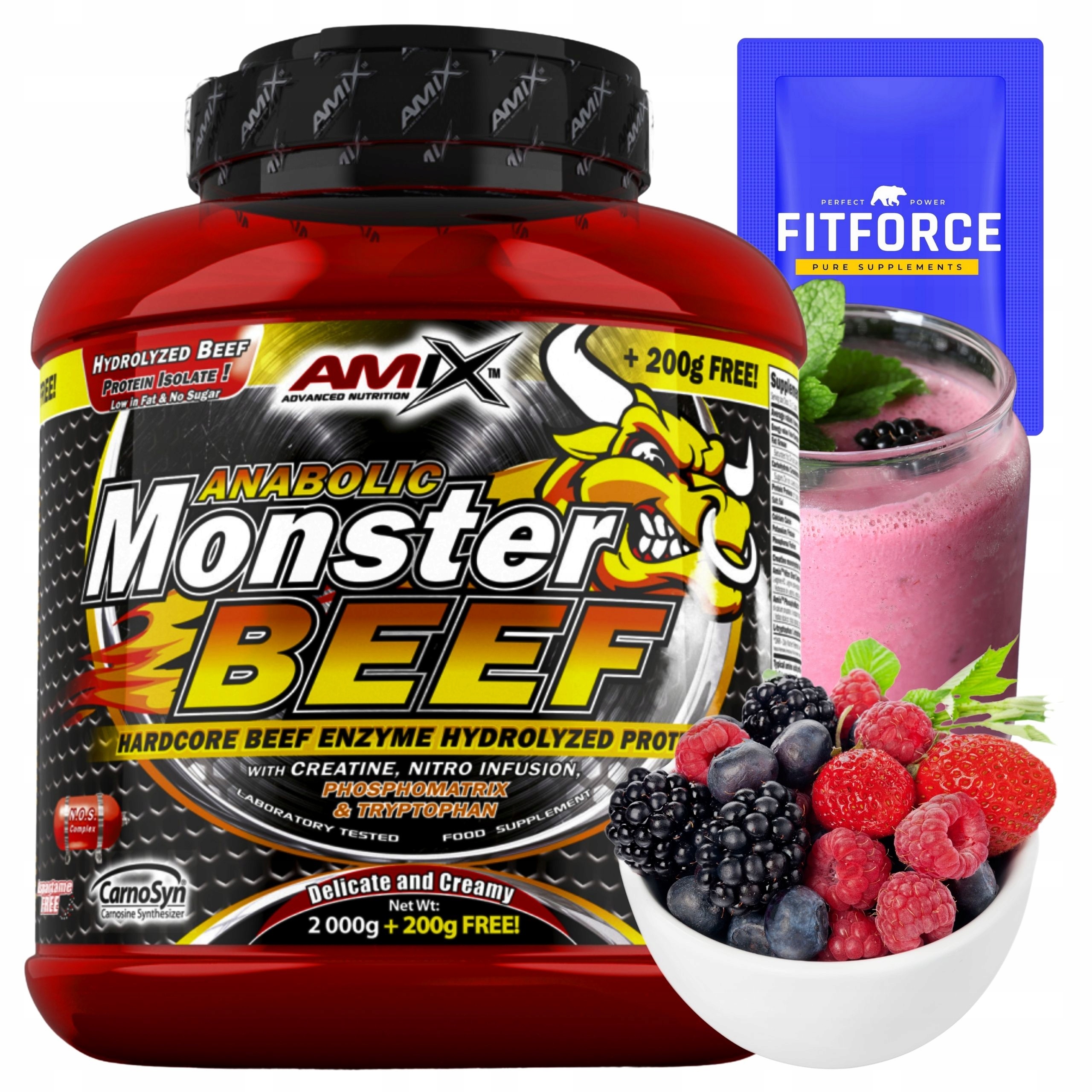 Amix Monster Beef Protein Hydrolyzát hovězí 2,2 kg lesní ovoce Wph