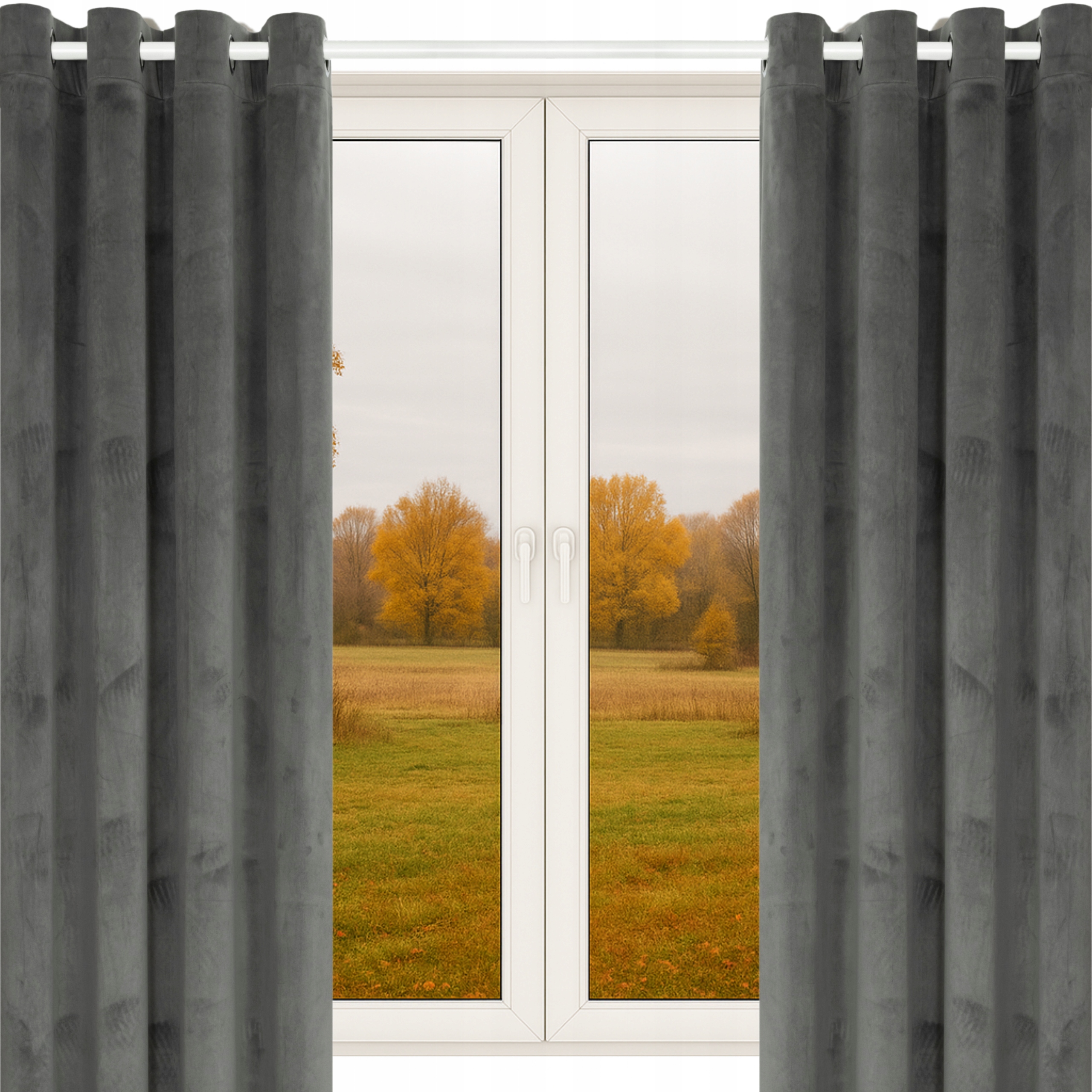 Velurové Záclony Krátké 140X160 Šedé Silné Záclony Šedý Velur Oka