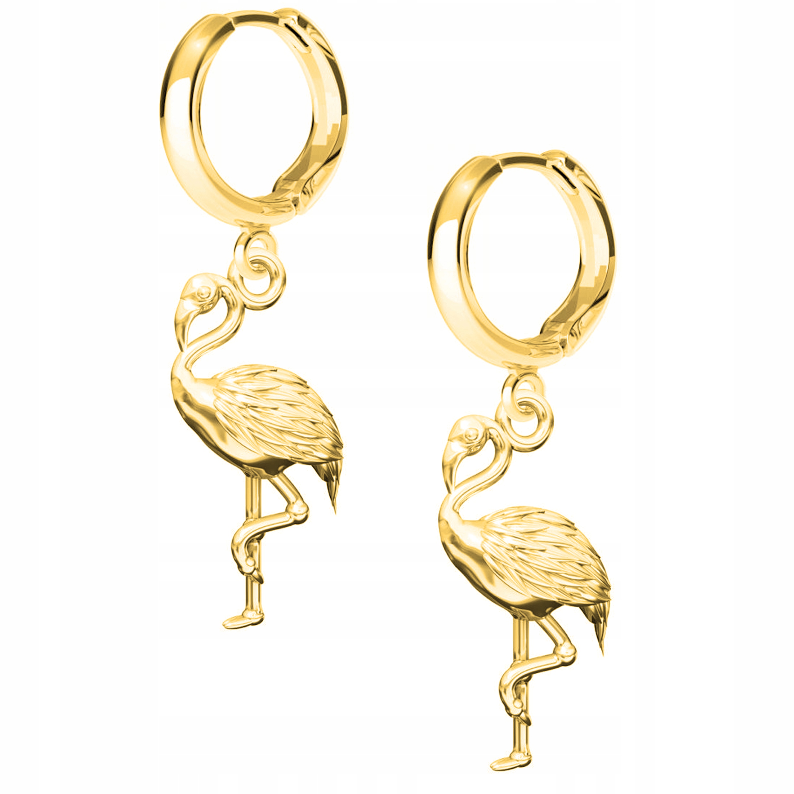 Náušnice zlaté Plameňák Zvíře 925