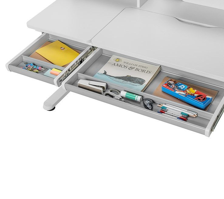 BIURKO REGULOWANE Z NADSTAWKĄ IRIS II GREY FunDesk Głębokość mebla 60 cm