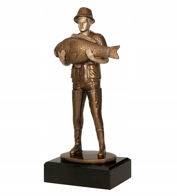 Rybaření Soška litá rybář s gravírovanou tabulkou 25 cm