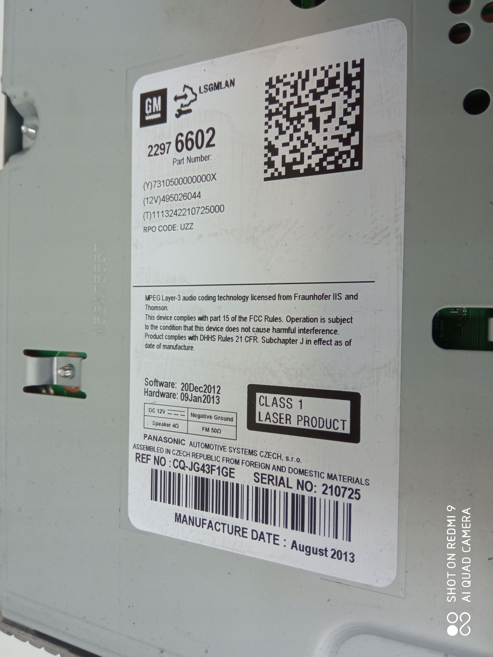 OPEL ASTRA J RADIO CD 400 ZESTAW
