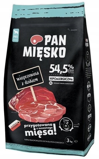 Levně Pan Mięsko Krmivo pro psy vepřové a divoké křupky XL 3 kg