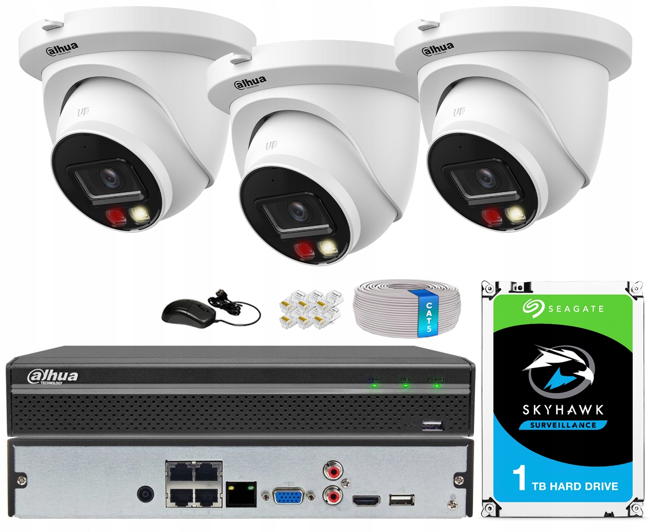 Sada Dahua 3x 4Mpx kamera Dual Light Nahrávač Disk 1TB