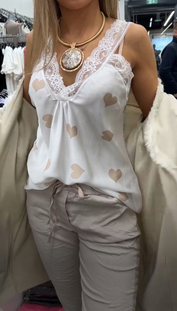 TOP DAMSKI SATYNOWY Z KORONKĄ Rozmiar uniwersalny