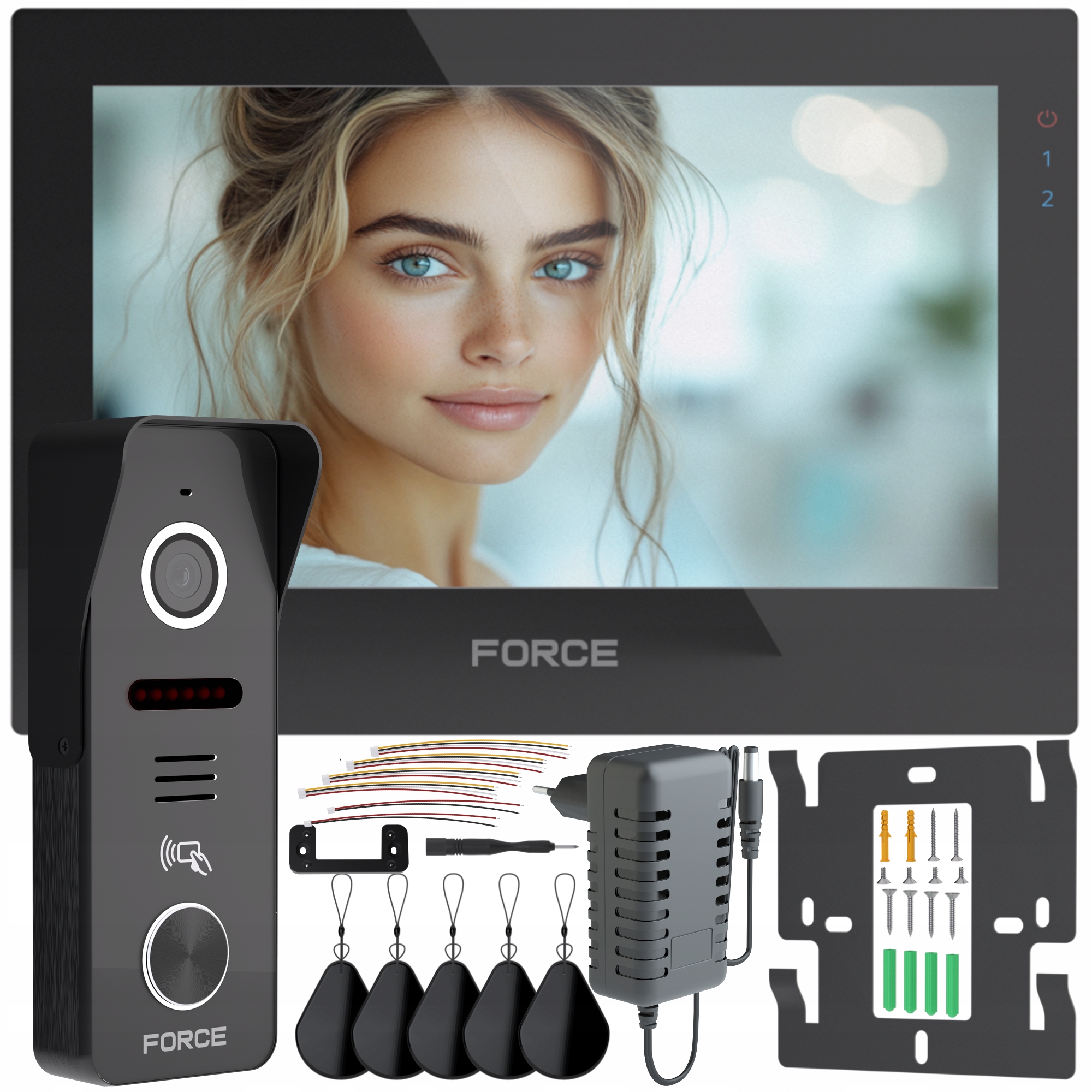 Videotelefon Force Prima Go Rfid 7" Černý Full Hd Čtečka Klíčenek Brána