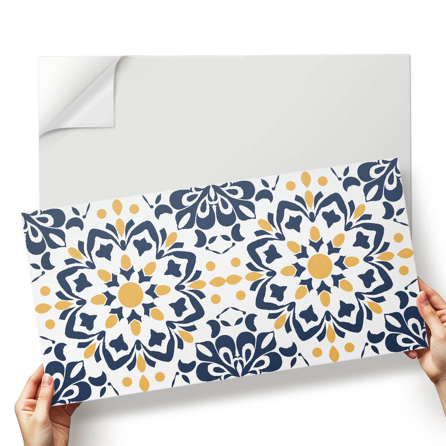 Sada vinylových podlahových dlaždic Mandala s motivem květin 6x60x30 cm