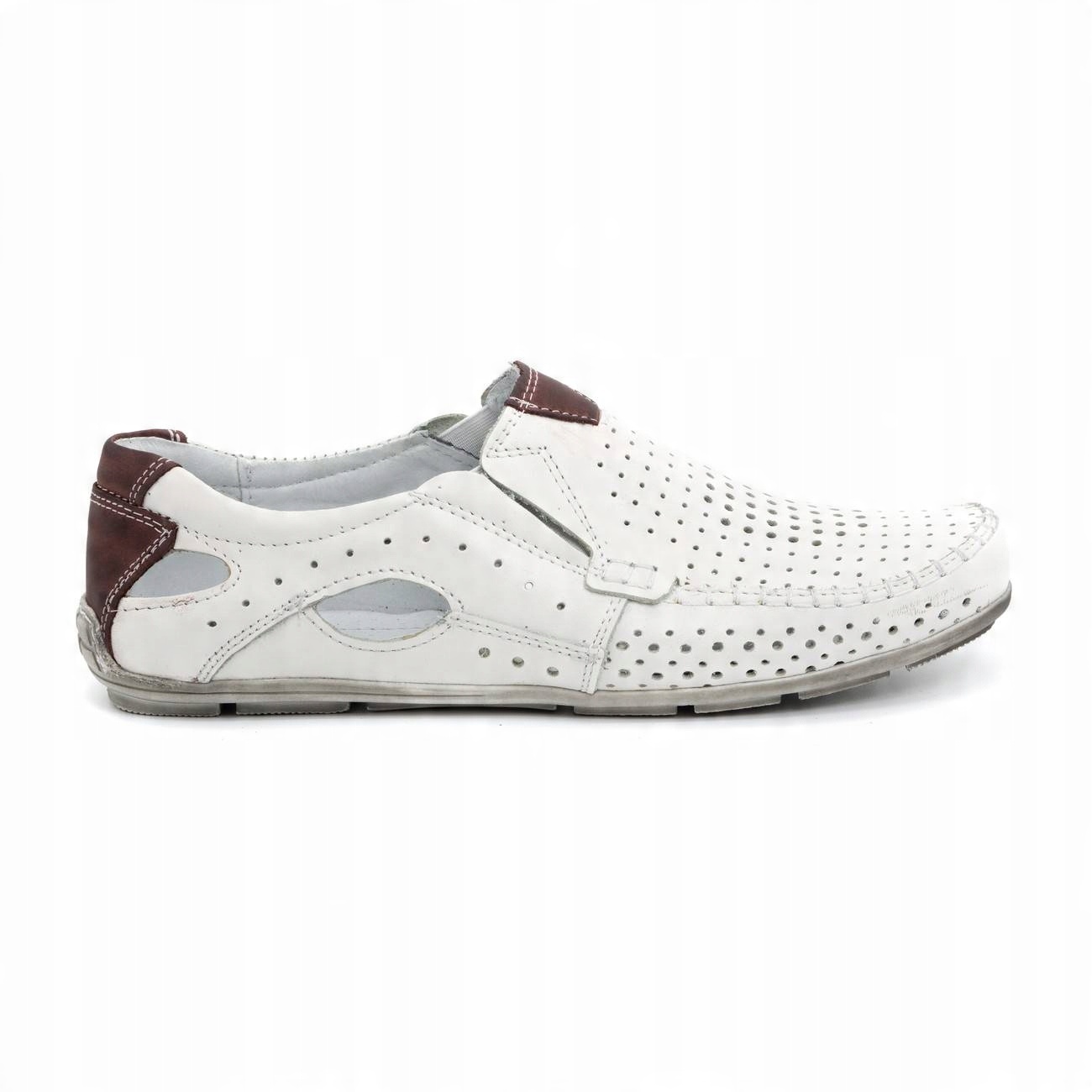 

Buty męskie mokasyny skórzane 901 lato białe 43