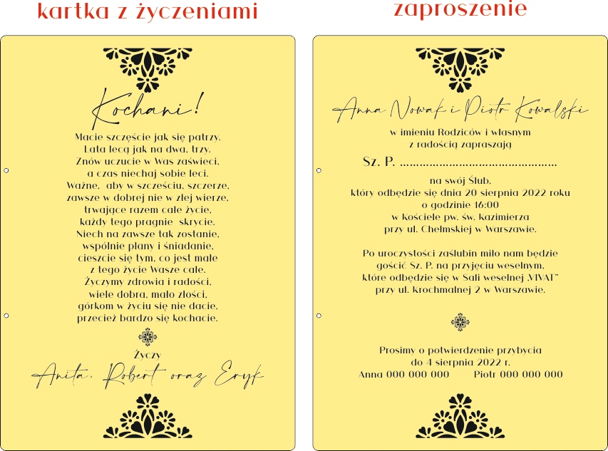 DREWNIANA KARTKA ZAPROSZENIE ŻYCZENIA ŚLUB WESELE Kolor dominujący inny