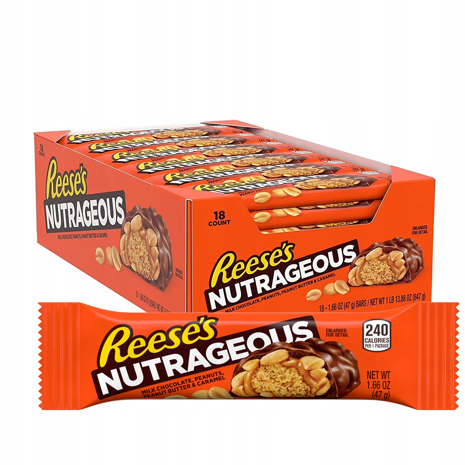 Karton Reese's Nutrageous Baton Czekoladowy Orzechowy Pasta Krem Orzechowy