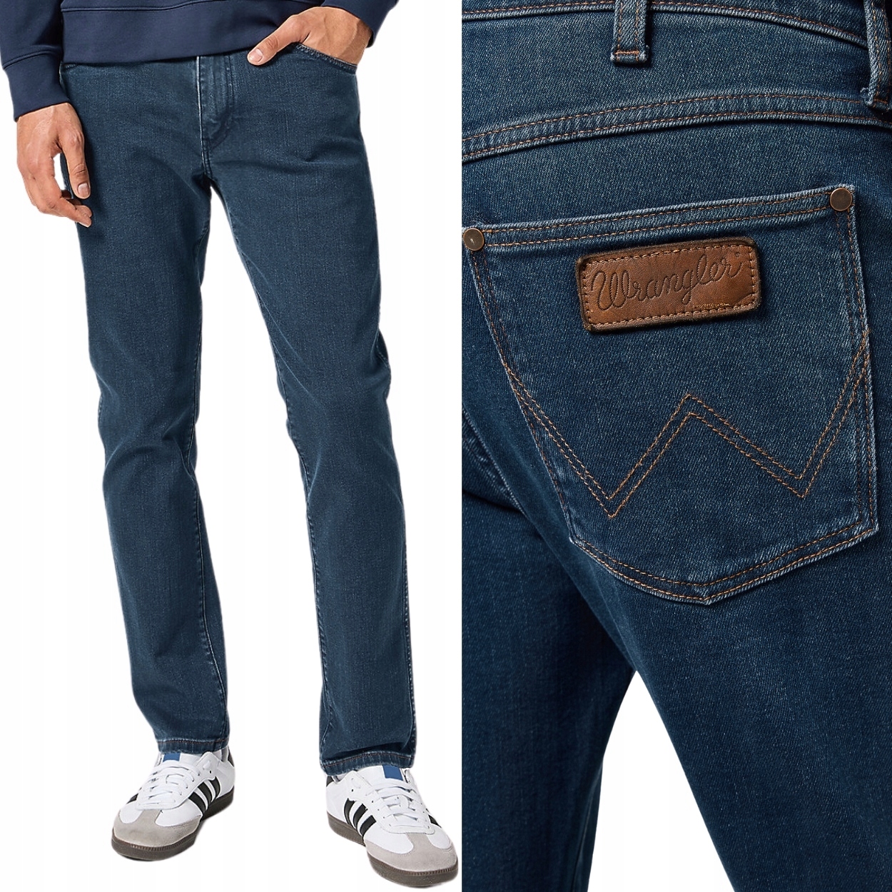 Wrangler Larston slim Blue Grey přiléhavé tmavé džínové kalhoty W38 L32