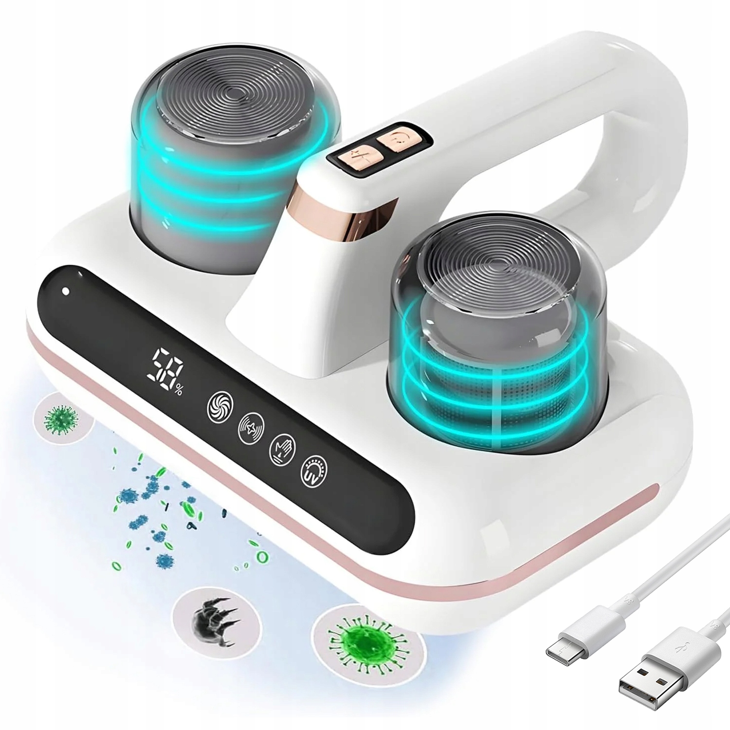 Mocny Odkurzacz Bezprzewodowy 100W Moc 10000PA Turbo Szczotka Lekki Hepa