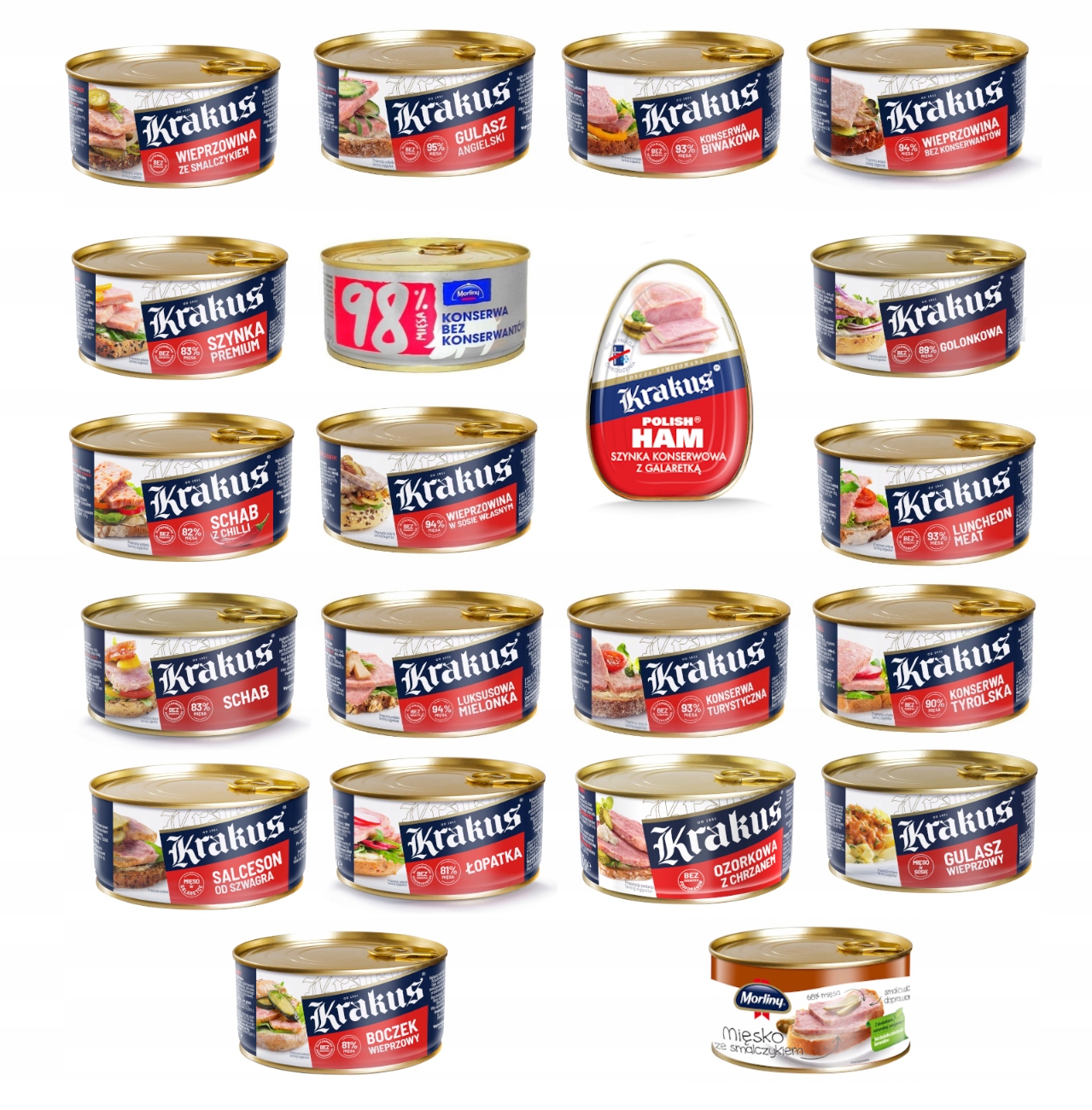 Levně Sada Masových Konzerv Krakus Morliny 21 příchutí