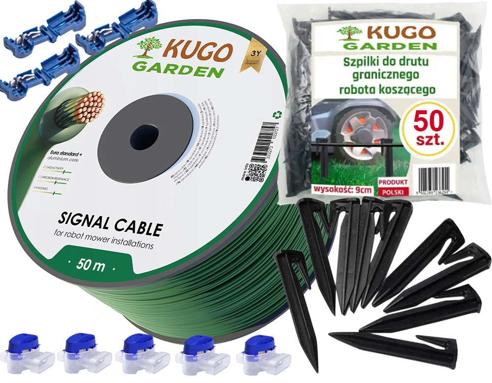 Omezovací Kabel Pro Robotické Sekačky 50 m 3,4 mm 50 Kolíků Spojky