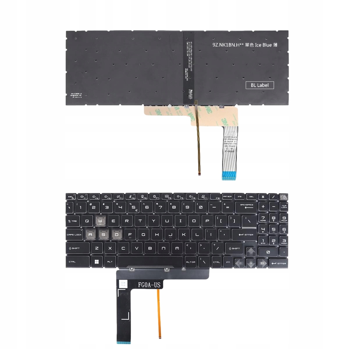 Klávesnice Pro Msi GF66 GF76 Pulse GL66 Msi Bravo 15 MS-1584 Led Ice Blue