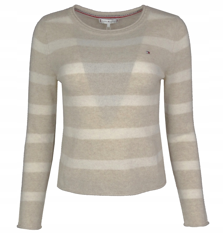 Tommy Hilfiger dámský svetr, vlněný, pruhovaný, béžový, Xs
