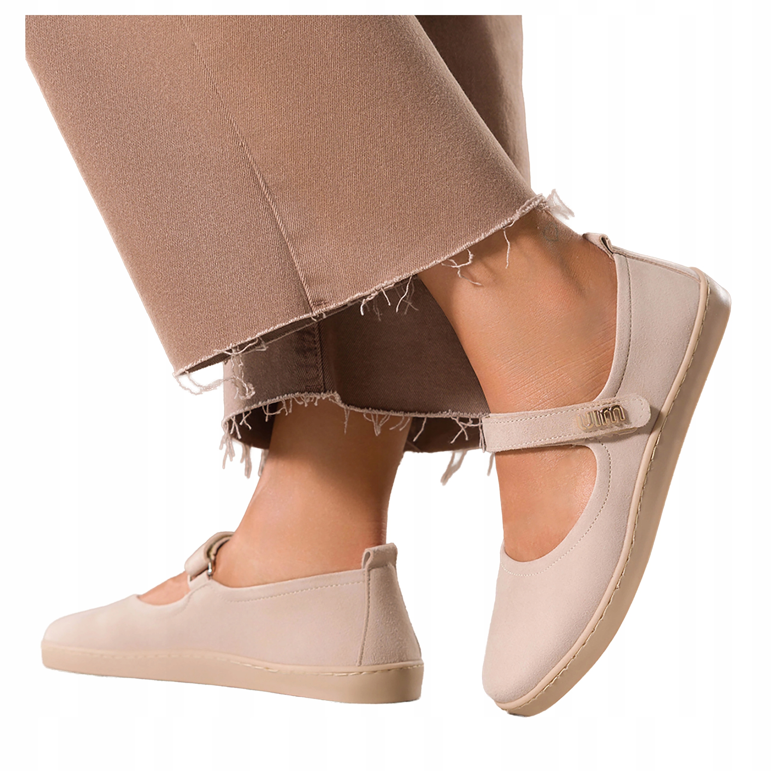 Béžové Baleríny Dámské Barefoot Semišové Pásek Na Suchý Zip Módní Kožené vel. 37