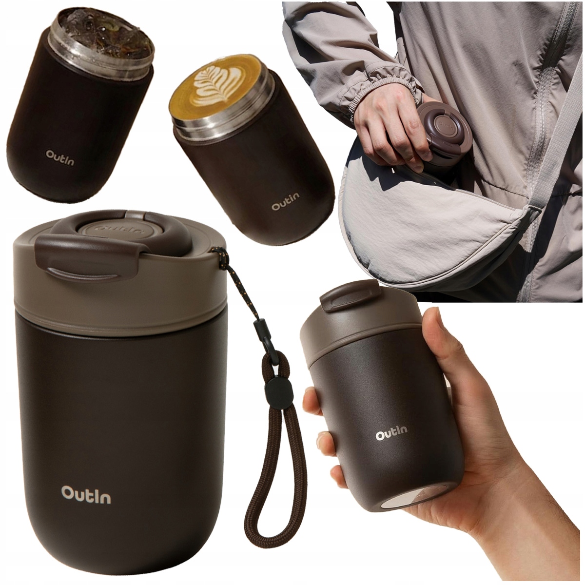 Outin Kubek termiczny podróżny Stal nierdzewna Travel Tumbler 350ml