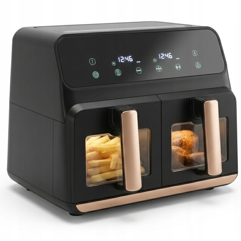 Frytkownica Dwukomorowa Beztłuszczowa Airdweller Air Fryer 2400W 9L Złota