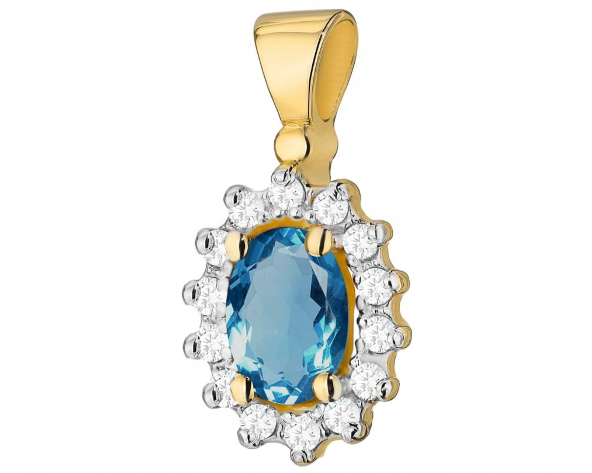 Zlatý Přívěsek S Brilianty A Topazem London Blue 585 Dárek