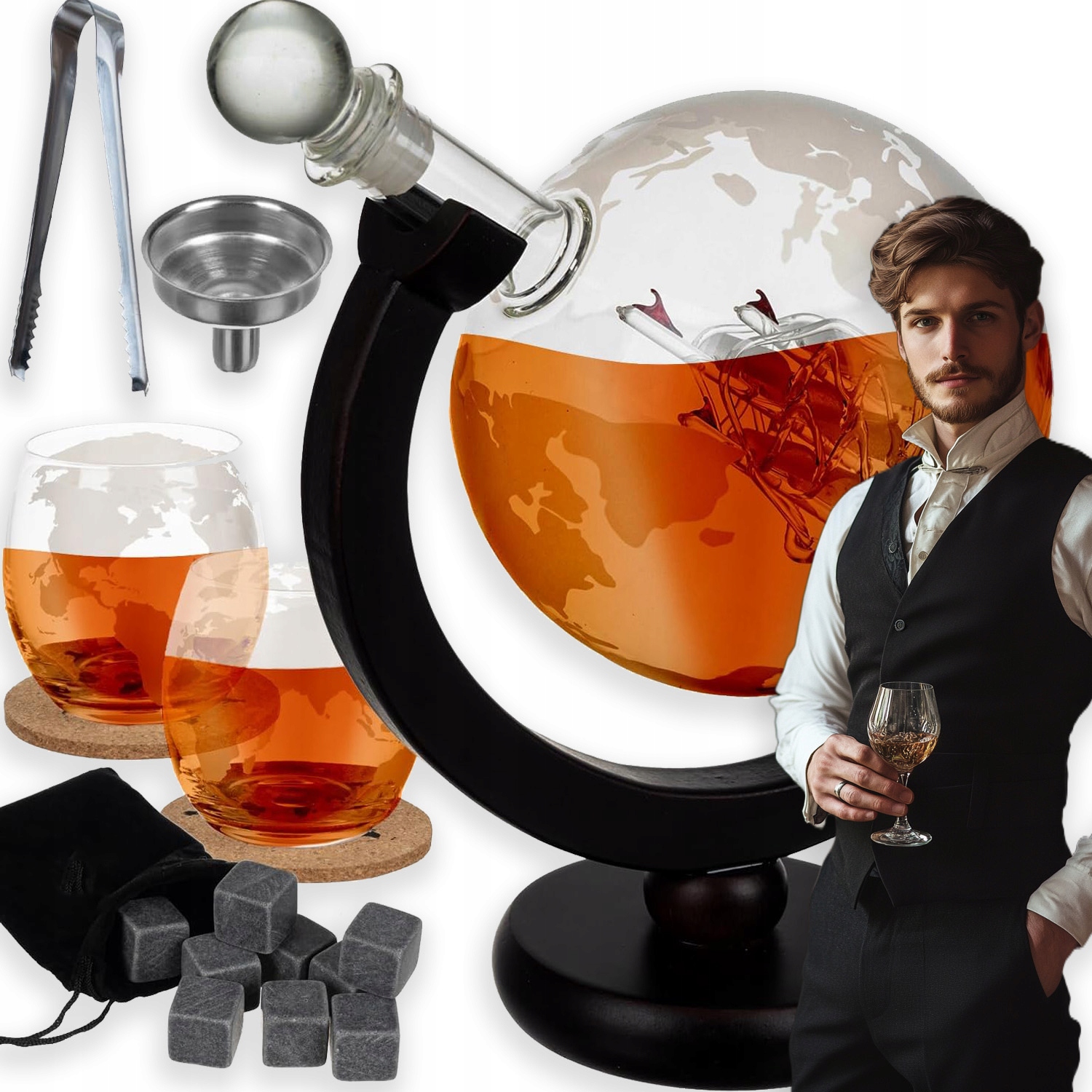 Set Karafa 2 Sklenice Na Whisky Dárek Pro Přítele Tatínka 850 ml 250 ml