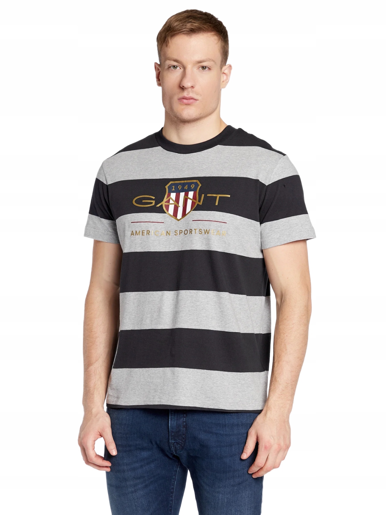 GANT Pánske pruhované tričko s logom Gant S