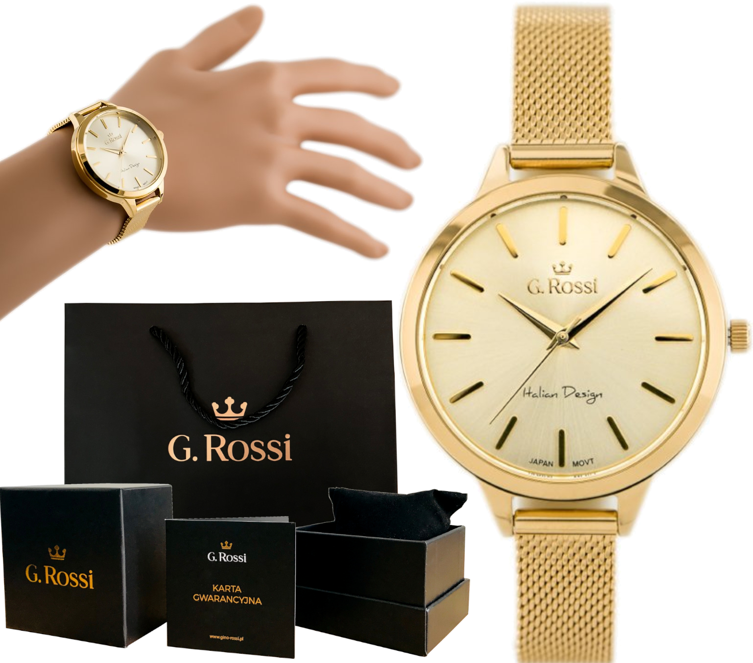 

Stylowy Zegarek Damski G. Rossi Bransoleta Mesh