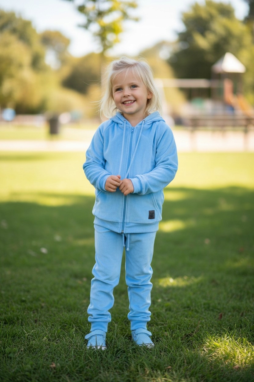 dres welurowy 128 błękitny