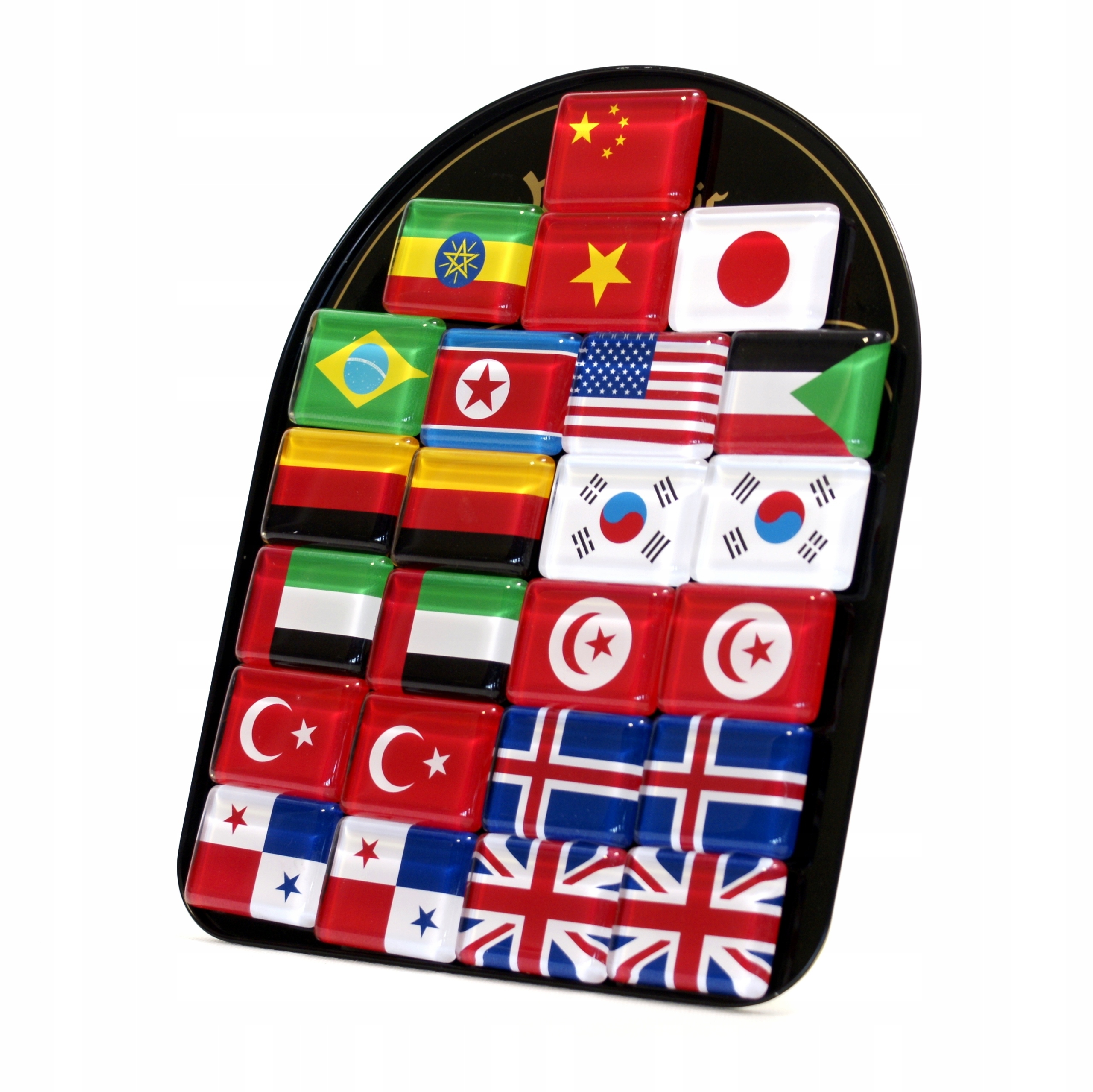 MAGNESY DO TABLICY SZKLANE FLAGI ZESTAW 24SZT