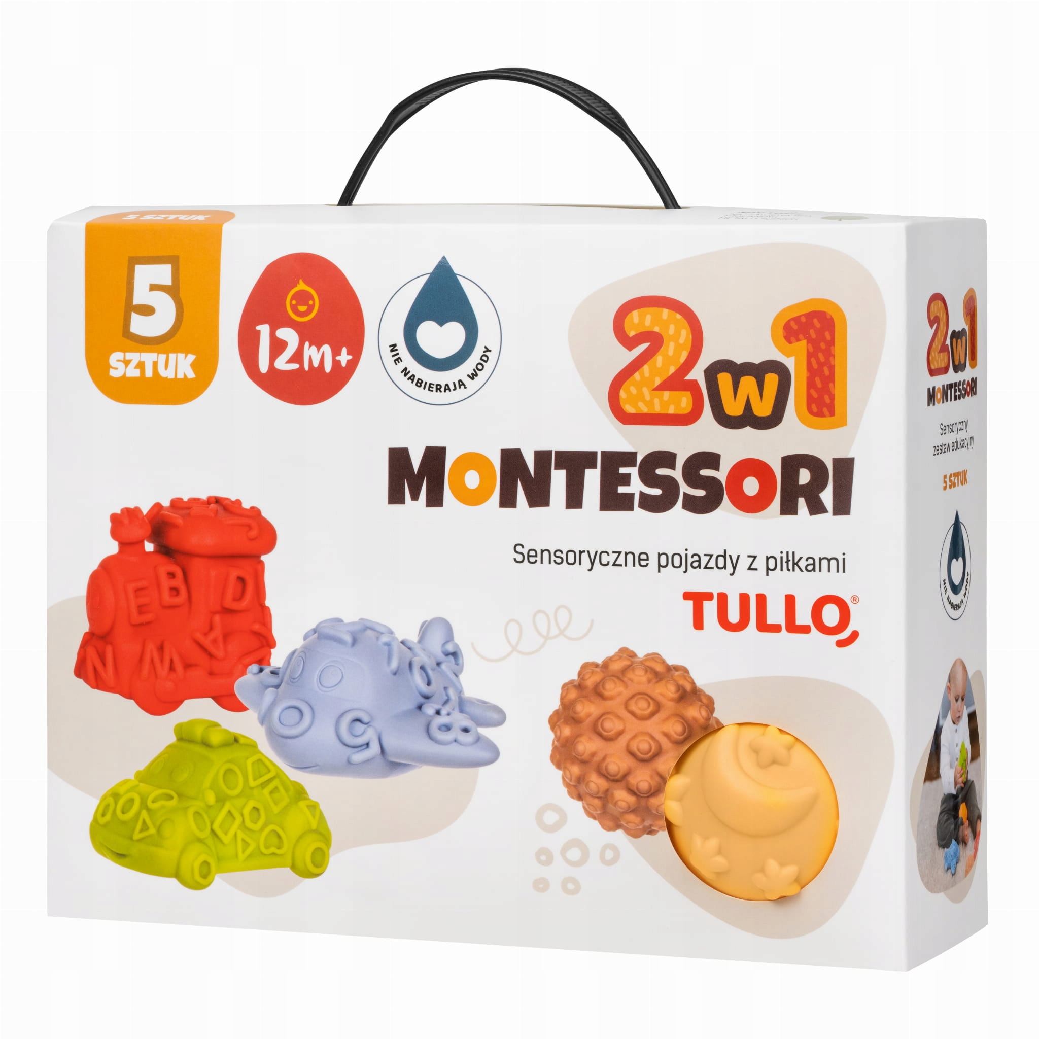 Sensoryczne Pojazdy, Piłeczki Sensoryczne Zestaw 5szt Montessori Tullo 498